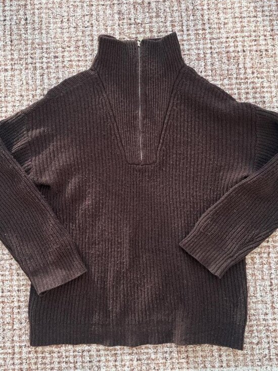 Sweaters - Brown quarter zip cashmere sweater Size L